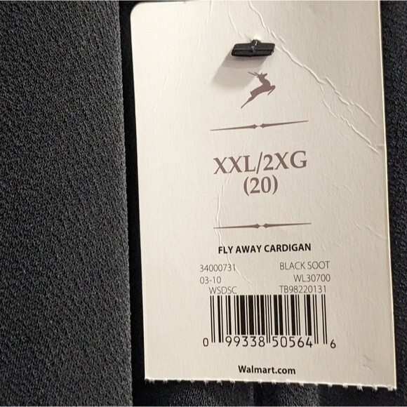 White Stag Black Fly Away Cardigan, Women's XXL (20), Polyester/Spandex - Picture 2 of 12